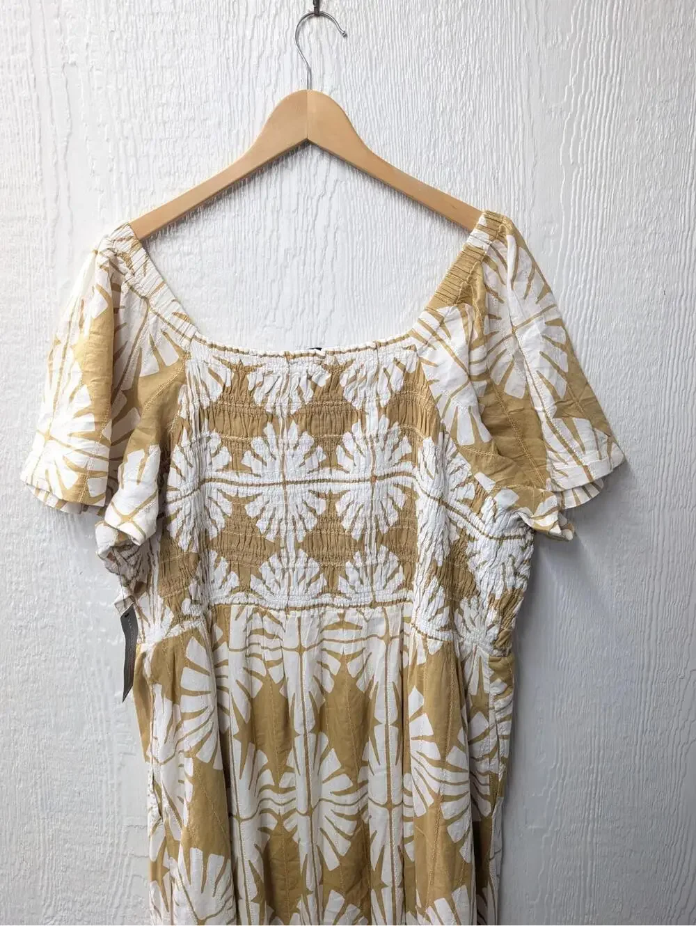 NWT Lane Bryant Smocked Bodice Block Print Maxi Dress Summer Travel Beach 26/28 - Picture 8 of 9